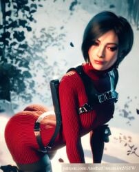 1girls ada_wong ada_wong_(adriana) ai_generated anotherdimensionai anotherdimensionnsfw asian asian_female ass clothed clothing cute dress female looking_at_viewer resident_evil resident_evil_4_remake sweater