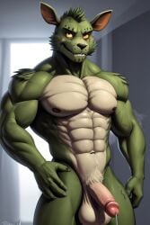 1anthro 1boy 1male 1man abs ai ai_generated anthro balls ballsack bara bara_tiddies bara_tits biceps big_balls big_biceps big_cock big_dick big_penis big_testicles boner bunny_ears cock cum_drip deltoids dick erect_penis erection green_body green_fur huge_balls huge_testicles male male_focus male_nipples male_only man man_boobs man_breasts man_tits manly nipples nuts nutsack penis rabbit scrotum solo_male testicles trapezius