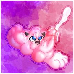 anthro balls big_balls big_feet big_penis cum cumshot feet foot_fetish futanari hyper hyper_feet jigglypuff male_focus male_only nintendo penis pokemon pokemon_(species) puffylover69 solo source_request waddling_head year_request