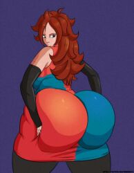 android_21 ass bubble_butt clothed dragon_ball dress dress_inside_ass female horny horny_female prostitute prostitution showing_ass standing