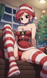 accurate_art_style ai_generated alraune ass bigmic145 breasts cameltoe christmas christmas_hat christmas_outfit dress female female_only foot_fetish fur_trim netflix panties pantyshot ramona_flowers red_hair scott_pilgrim scott_pilgrim_takes_off sexually_suggestive stockings thighhighs