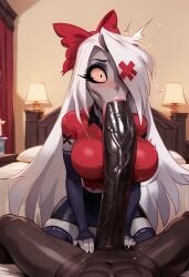 ai_generated blowjob blowjob_face cheating cheating_girlfriend cheating_wife dark-skinned_male fellatio female hazbin_hotel hyper_penis penis sex vacuum-like_fellatio vacuum_blowjob vacuum_fellatio vacuum_suck vaggie_(hazbin_hotel)