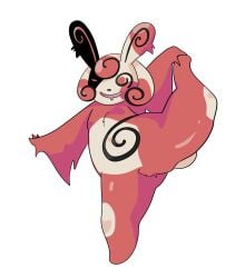 1female anthro chubby chubby_female fakemon flexible furry hxxxperviolence leg_raise leg_up pokemon pokemon_(species) spinda spiral_eyes stretching uzumanda_(hxxxperviolence) wink