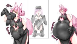 belly_expansion big_belly big_breasts chinese_dress fate/grand_order fate_(series) female fox_ears fox_tail fujimaru_ritsuka_(male) glasses keze kitsune koyanskaya_(fate) kuzumochi800 male mash_kyrielight monster_girl purple_hair shielder_(fate/grand_order) short_hair stomach_bulge swallowed_whole swallowing tagme thick_thighs underboob_cutout vore yellow_eyes