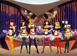 apron avengers barbara_gordon batgirl batman:_the_animated_series batman_(series) black_hair black_manta blonde_hair brown_hair carol_danvers champagne_glass crossover dc_comics dcau deviantart diana_prince duster gloves greenboy07 harem jimryu justice_league_unlimited kara_zor-el kitty_pryde lex_luthor lipstick maid maid_uniform marvel marvel_comics mind_control ms._marvel red_hair red_lipstick rogue_(x-men) serving_tray shadowcat super_friends supergirl superman_(series) the_avengers:_earth's_mightiest_heroes the_new_batman_adventures thighhighs watermark white_streak wolverine_and_the_x-men wonder_woman wonder_woman_(series) x-men yellow_eyes