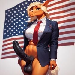 ai_generated american_flag anthro balls black_penis flag futanari penis pony suit_and_tie