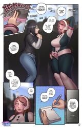 2girls costume denre dialogue english english_text kennycomix my_hero_academia ochako_uraraka outside plot superheroine text text_bubble uraraka_ochako