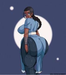 1girls ass avatar_legends avatar_the_last_airbender bubble_butt clothed dark-skinned_female dark_skin dress dress_inside_ass fat_ass female female_only katara nickelodeon nicktoons showing_ass solo standing