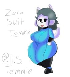 big_breasts chubby curvaceous curvy h.s.temmie temmie temmie_(undertale) tongue_out undertale wide_hips zero_suit