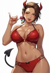 ai_generated ass azucena_milagros_ortiz_castillo bandai_namco big_ass big_breasts bra breasts brown_hair dark-skinned_female dark_skin earrings erect_nipples flower_in_hair green_eyes halloween huge_breasts latina lingerie medium_hair namco peruvian peruvian_female pose red_lingerie seductive standing tekken tekken_8 thick_thighs underwear video_game_character voluptuous voluptuous_female wide_hips