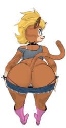 2021 anthro ass bent_over big_ass big_butt boots bottomwear bra_strap clothed clothing collar color_edit colored cooch_(supermansion) cutoffs dbaru denim denim_clothing domestic_cat duo ear_piercing ear_ring edit felid feline felis female flaminhotcheatoes footwear fur furry furry_only genitals hi_res lips lipstick looking_back makeup mammal mohawk mooning pants_down partially_clothed piercing presenting presenting_hindquarters presenting_pussy pussy shorts spiked_collar spikes supermansion tail