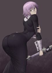 1girls 2024 2d 2d_(artwork) androgynous artist_name artist_signature ass ass_focus bent_over big_ass big_butt black_eyes bubble_butt butt_focus crona_(soul_eater) dark_background dress dress_inside_ass fully_clothed half-closed_eyes hand_on_arm holding_arm holding_sword holding_weapon huge_ass human human_only light-skinned limn044 looking_at_viewer looking_back no_sex pale_skin pink_hair questionable short_hair simple_background slim_body slim_waist solo soul_eater sword tight_clothing unknown_gender weapon