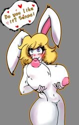 big_ass big_breasts big_butt big_nipples blonde_female blonde_hair blonde_hair_female blue_eyes blush blushing breast_grab breasts breasts_out bunny_ears bunny_girl bunny_tail bunnygirl caritxxx carrot carrot_(one_piece) english_text female female_only furry heart-shaped_pupils heart_eyes love_eyes naked naked_female nipples no_background one_piece pink_nipples self_upload short_hair sucking sucking_nipples white_body white_fur