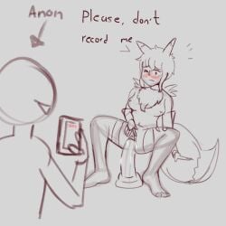 anon costume dildo dildo_in_pussy female_masturbation masturbation nude nude_female oc renamon_(cosplay) sketch