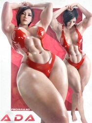 3d 3d_(artwork) abs ada_wong ada_wong_(adriana) asian asian_female athletic athletic_female big_breasts black_hair black_hair_female breasts female female_focus female_only feorra3d front_view light-skinned_female light_skin muscular muscular_female red_swimsuit red_swimwear resident_evil resident_evil_4 resident_evil_4_remake solo_female solo_focus swimsuit swimwear thick_thighs thighs toned toned_female