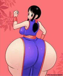 ass bubble_butt chichi china_dress chinese_clothes clothed dragon_ball dress dress_inside_ass female mature_female mature_woman milf mother showing_ass standing