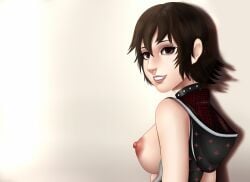 1girls big_breasts breasts breasts_out female final_fantasy final_fantasy_xv iris_amicitia large_breasts nipples smile solo studioberuni