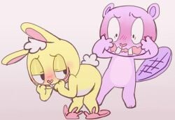 2boys 4_fingers beaver beaver_ears beaver_tail bending_over bent_over blush blush_lines buckteeth color colored cuddles_(htf) digital_drawing_(artwork) digital_media_(artwork) duo eyes_half_open femboy gay gay_male half-closed_eyes happy_tree_friends lagomorph leporid looking_at_another looking_at_ass looking_at_partner looking_back male male/male male_only mammal mondo_media naked naked_male nude nude_male open_smile presenting presenting_ass presenting_hindquarters purple_fur purple_tail rabbit rabbit_ears rabbit_tail rodent sciurid shocked shocked_expression shoes shoes_only showing_anus showing_ass showing_off showing_off_ass simple_background slippers smile smiling standing surprise surprised surprised_expression surprised_face tooth_gap toothy_(htf) yellow_fur zonkeyshow