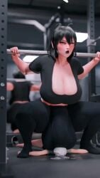 1boy 1futa 3d 9:16 animated balls_on_face barbell black_hair black_lipstick bulge bulge_through_clothing cleavage continuous_ejaculation cum exercise futa_giantess futa_on_male futa_only futanari gigantic_breasts gigantic_testicles goth goth_futa gym huge_balls huge_breasts huge_bulge larger_futanari male mavis_dracula scrag_boy scraggle scraggy_(artist) shorter_than_30_seconds size_difference smaller_male sound squat_rack squatting tagme teabag teabagging vertical_video video weightlifting