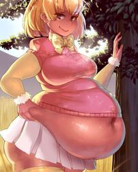 1girls bbw belly belly_overhang big_belly big_female blush blushing chubby chubby_female embarrassed fat fat_female fat_fetish fat_girl fat_woman fatty kemono_friends kipteitei large_female miniskirt obese obese_female overweight overweight_female pig pleated_skirt plump pork_chop skirt thick_thighs tubby weight_gain white_skirt