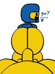 ass astronauts bad_cop/good_cop benny_(the_lego_movie) big_head bottomless gay gay_couple lego open_mouth repost smile the_lego_movie toony