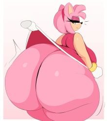 amy_rose angry annoyed arizonathevixen ass big_ass big_breasts breasts huge_ass hyper hyper_ass large_ass large_breasts lifting lifting_shirt lifting_skirt lines looking_back massive_ass non-human pink_body sega smooth_skin sonic_(series) sonic_the_hedgehog_(series) thick_thighs thunder_thighs