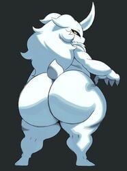 alien big_ass big_butt black_sclera girly looking_at_viewer looking_back null_(sssonic2) original puwa short_tail sssonic2 tail thick_ass thick_thighs white_body white_fur white_hair yellow_eyes