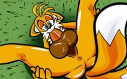 anthro anus ass autofellatio balls blue_eyes canid canine coremindsdark erection fox furry genitals male mammal masturbation multi_tail nude oral oral_masturbation penile penile_masturbation penis solo sonic_(series) sonic_the_hedgehog_(series) spread_legs spreading tails