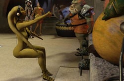 3d chain_leash curvy dancer dancing dazinbane gamorrean green_skin headdress hutt jabba_the_hutt large_breasts lyn_me max_rebo oola sex_slave slave slave_collar slave_outfit slavegirl sling_bikini star_wars sy_snootles twi'lek voluptuous