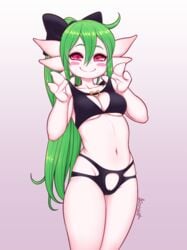 1girls amphibian amphibian_humanoid animal_humanoid anthro axolotl barely_visible_genitalia barely_visible_pussy blush breasts cameltoe clothing female female_gardevoir female_only gardevoir genitals green_hair hair hi_res humanoid kionant looking_at_viewer mole_salamander nintendo pokémon_(species) pokemon pokemon_(species) pokemon_rse pussy pussy_cleavage pussy_peek red_eyes salamander_(amphibian) simple_background smile solo swimwear