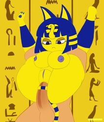 1boy 1girls 2021 anal anal_sex animal_crossing animal_crossing_boy animated ankha ankha_ride_(minus8) anthro anus ass balls big_breasts blue_hair breasts cat_ears cat_humanoid egyptian full_nelson furry music nintendo nipples paws penis pumparums pussy small_but_busty sound tail tail_wrapped_around_penis thick_thighs thighs video villager_(animal_crossing) yellow_fur