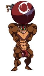 2017 5_toes abs absurd_res anthro big_muscles bobthetanuki bomb brown_body brown_fur bulge clothed clothing ear_piercing ear_ring explosives eyewear feet fur genital_outline gloves goggles handwear hat headgear headwear hi_res huge_muscles jewelry league_of_legends male male_only muscular muscular_anthro muscular_male navel open_mouth open_smile penis_outline piercing pubes red_thong riot_games simple_background smile solo standing teeth thong toes tongue tongue_out topless underwear video_games white_background yordle ziggs