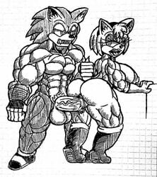 abs ahe_gao amy_rose ass big_ass big_balls big_breasts big_butt big_penis black_and_white bns_arts cum cum_in_pussy cum_inside dat_ass male/female muscle muscular muscular_female muscular_male pecs sex sonic_(series) sonic_the_hedgehog straight t.n. veiny_penis