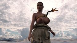 1girls 3d animated big_breasts breasts death_stranding female female_only ga3ddolls mama_(death_stranding) nipples no_sound solo topless video