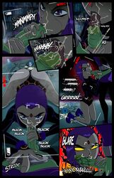 1boy 1girls beast_boy being_recorded blowjob comic dc dc_comics demon_girl faceless_male fellatio female femdom forehead_jewel garfield_logan green_skin grey_skin incogneato intimate_meditation leotard male purple_eyes purple_hair rachel_roth raven_(dc) teen_titans