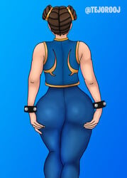 1girls ass ass_grab back big_ass big_butt bracelet brown_hair capcom chun-li chun-li_(fortnite) double_bun epic_games fortnite huge_ass large_ass leggings muscular muscular_female solo solo_female street_fighter street_fighter_alpha tejorooj thick_thighs thighs video_games wide_hips