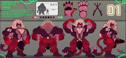 1397_david 4_toes 5_fingers abs armpit_hair balls barefoot biceps big_balls big_biceps big_muscles big_pecs big_penis big_tail big_testicles character_sheet chest_hair flexing fursona green_eyes grin hair huge_balls huge_biceps huge_cock huge_muscles huge_testicles male_only multicolored_fur muscles muscular muscular_male pecs penis pubic_hair sharp_teeth tail testicles text tiger tigre_rojo vein veins veiny_penis whiskers