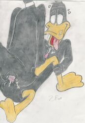 anthro avian barefoot beak bird daffy_duck duck furry furry_only gay looney_tunes male male_only multiple_males no_humans nude open_mouth orange_skin penis selfcest sex soft_feathers yaoi zb