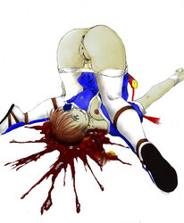 blood blood_on_face blood_splatter blood_stain breasts breasts_out dead dead_or_alive death female female_death female_focus female_only kasumi_(doa) kill murder panties panties_down pee_stain peeing peeing_self solo solo_female solo_focus stockings sword top-down_bottom-up urinating urinating_female urination urine urine_stain weapon