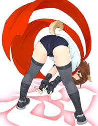 animal_ear arcana_heart bent_over buruma dog_ear gym_uniform jinroku kneepits konoha konoha_(arcana) konoha_(arcana_heart) solo thighhighs