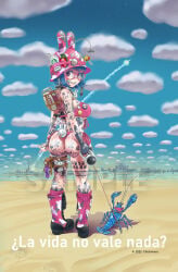 1girls 2022 beach bikini blue_hair chichimaro looking_at_viewer tattoo