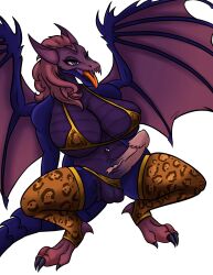 1futa absurd_res anthro big_breasts big_penis breasts clothed clothing dragon genitals hi_res penis piercing spreading tongue