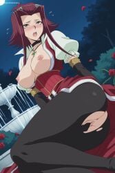 1girl ai_generated akiza_izinski anus ass black_gloves black_pantyhose blush breasts brown_eyes choker digitalwaifugallery elbow_gloves female_masturbation flower gloves hi_res high_quality high_resolution jewelry large_breasts masturbation necklace night night_sky nipples open_mouth outdoors pantyhose patreon petals pussy red_hair red_rose rose seductive sexy short_hair sky solo torn_clothes torn_pantyhose uncensored watermark yu-gi-oh!