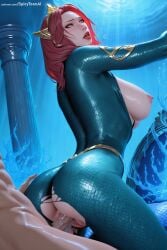 1boy 1girl ai_generated anus aquaman_(series) ass blue_eyes bodysuit breasts hetero hi_res high_quality high_resolution jewelry large_breasts looking_back mera nipples patreon penis pussy seductive sex sexy solo_focus spicytoonai torn_bodysuit torn_clothes uncensored vaginal watermark