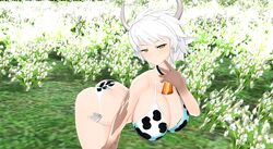 blush cow_bikini cow_girl cow_print cowbell large_breasts meadow miyabi_(senran_kagura) senran_kagura xhion24