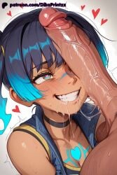 1boy 1girl 1girls ai ai_assisted ai_generated anime artist_name black_hair blue_hair blush breasts cleavage dark_skin dibzprintz erection fiery_hair grin heart heart-shaped_pupils hetero hi_res high_quality high_resolution highres huge_penis large_penis multicolored_hair patreon patreon_username penis penis_awe penis_on_face saliva sena_(xenoblade) side_ponytail smile solo_focus symbol-shaped_pupils teeth testicles uncensored veins veiny_penis watermark xenoblade_(series) xenoblade_chronicles_3