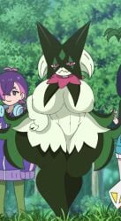 big_breasts breasts cleavage dork_boi edit female furry huge_breasts lewd_dorky meowscarada pokemon pokemon_(species) tagme thick_thighs wide_hips