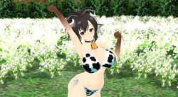 asuka_(senran_kagura) blush cow_bikini cow_girl cow_print cowbell large_breasts meadow senran_kagura xhion24