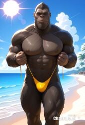1boy ai_assisted ai_generated anime_screencap bare_shoulders bashful beach bikini blue_sky blush blushing collarbone colorful contrast curvaceous curvy daytime detailed_face dramatic_lighting eyelashes full_breasts highly_detailed hourglass_figure king_kong large_breasts long_hair looking_at_viewer loose_bikini male male_focus motion_lines naked narrow_waist nipples oversized_breasts parted_lips round_breasts sand sea short_girl shortstack shy soft_breasts soft_thighs spherical_breasts sun thick_thighs top_heavy undressing voluptuous