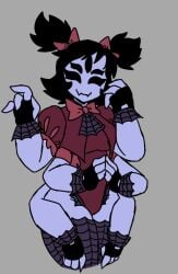 2026 2d anthro arachnid_humanoid black_hair blue_body bowtie character_sheet clothed clothing female female_only hair_bun insect_girl kasi_7w7 muffet purple_body solo solo_female spider_girl thigh_cutout thighhighs undertale undertale_(series)